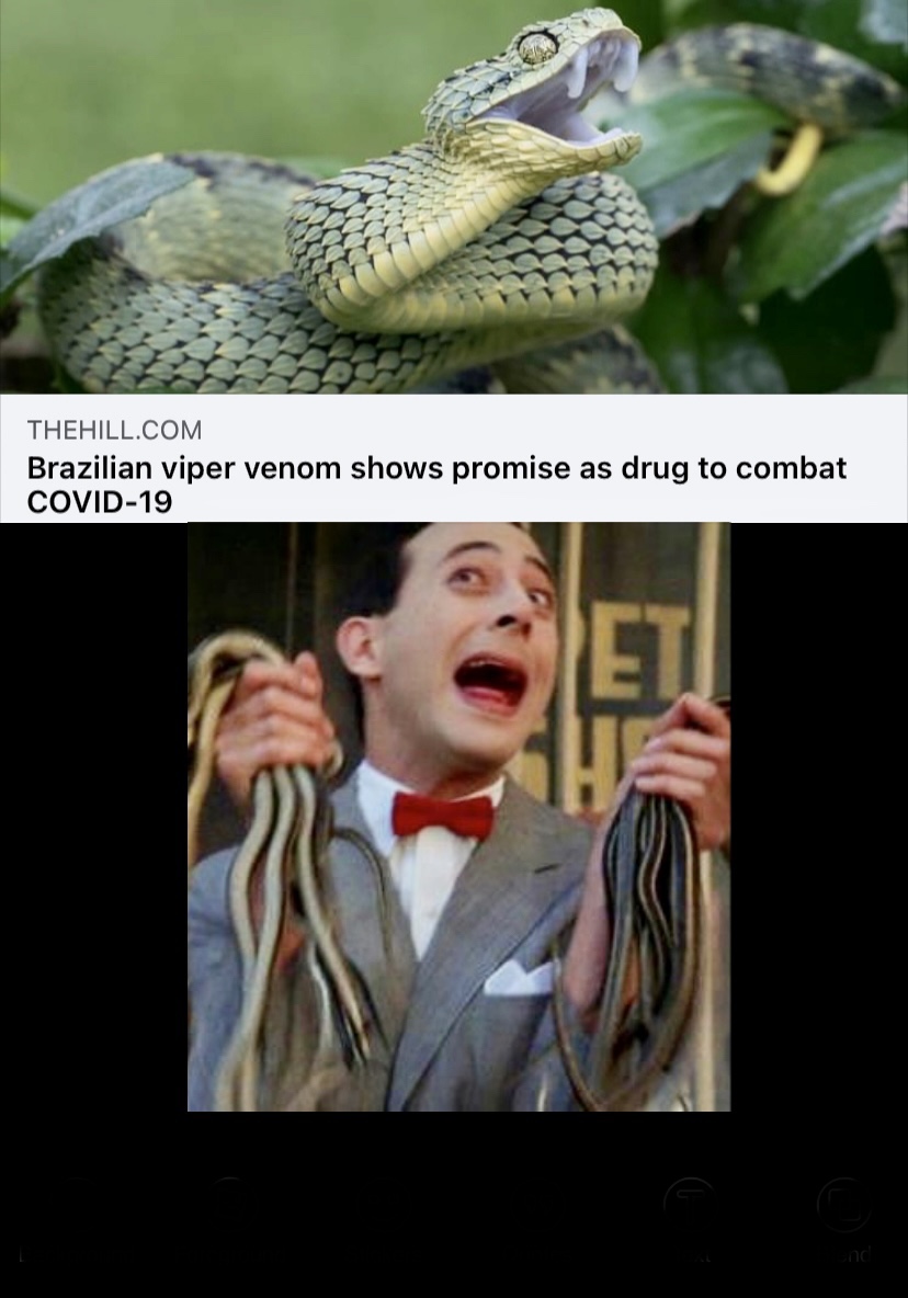 Pewee Herman with COVID Cure Snakes Blank Meme Template