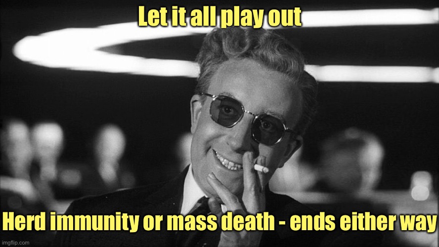 Doctor Strangelove says... | Let it all play out Herd immunity or mass death - ends either way | image tagged in doctor strangelove says | made w/ Imgflip meme maker