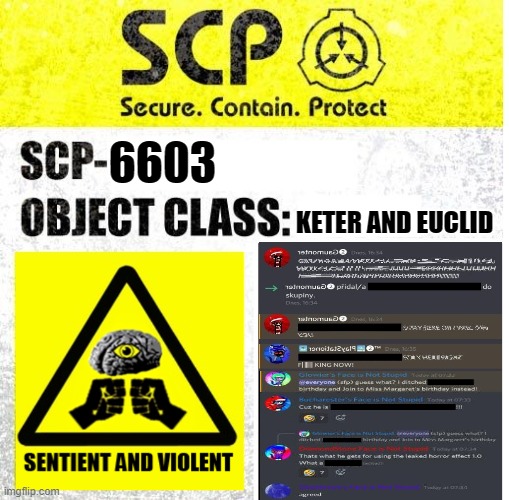 SCP-6603 The Gacha Logo Editors People (PART 2 SOON) | 6603; KETER AND EUCLID | image tagged in scp sign generator | made w/ Imgflip meme maker