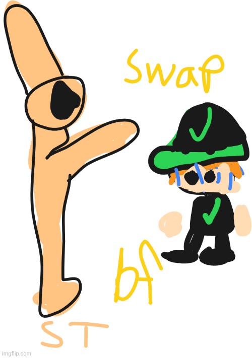 Swap Bf is about to get stuffed in a animatronic... | image tagged in oh no,oh no anyway | made w/ Imgflip meme maker