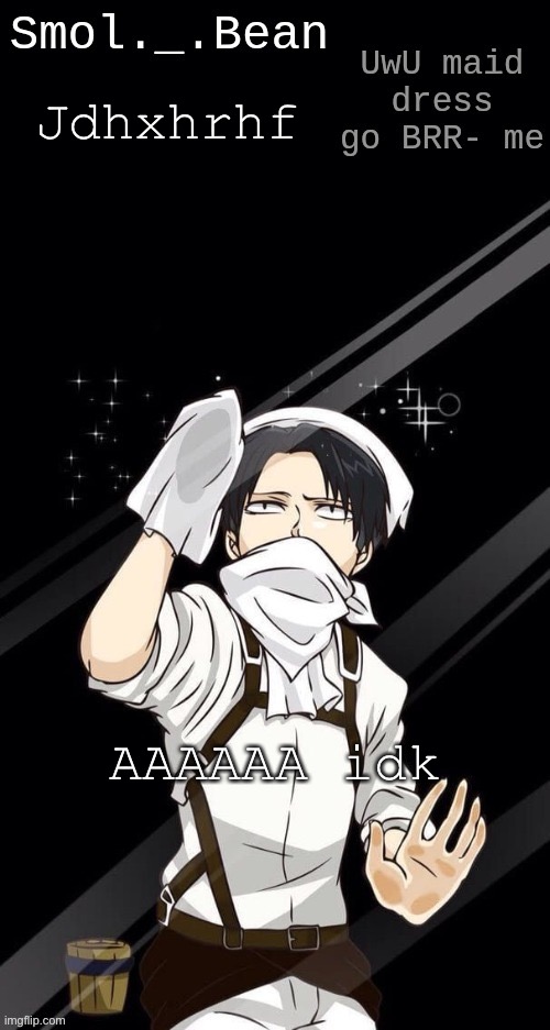 Jdhxhrhf; AAAAAA idk | image tagged in beans levi temp | made w/ Imgflip meme maker