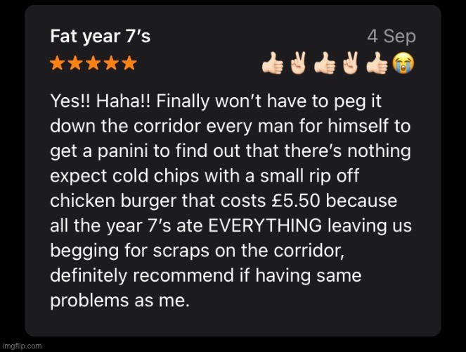 This rating on an app on the App Store that is for school lunches is true XD. I remember from when I was younger | image tagged in app,funny,memes,food,school meals | made w/ Imgflip meme maker