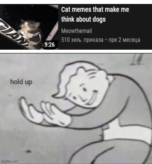 Fallout hold up with space on the top | image tagged in hold up,cats,funny,cat,lmao,rofl | made w/ Imgflip meme maker