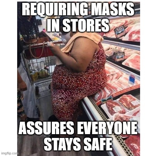 Masks Required | REQUIRING MASKS
IN STORES; ASSURES EVERYONE
STAYS SAFE | image tagged in mask,covid,human stupidity | made w/ Imgflip meme maker