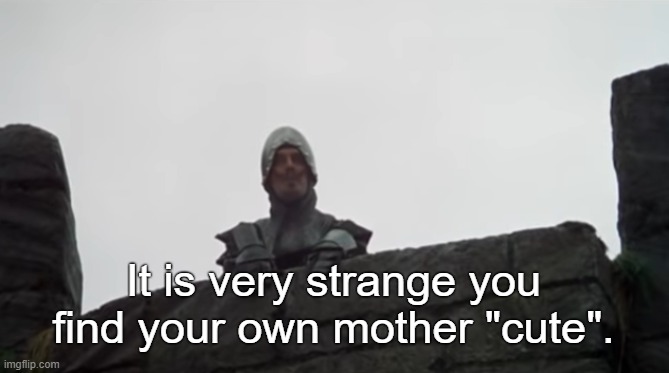 It is very strange you find your own mother "cute". | made w/ Imgflip meme maker