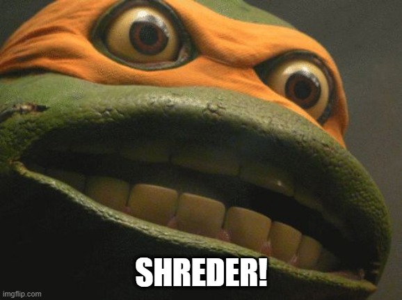 TMNT Mikey | SHREDER! | image tagged in tmnt mikey | made w/ Imgflip meme maker