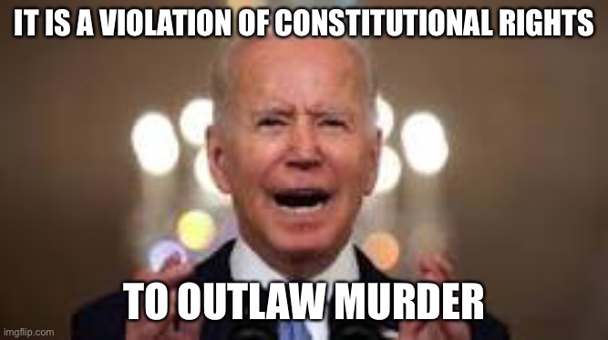 redoing this bc i realized the last post had a typo | IT IS A VIOLATION OF CONSTITUTIONAL RIGHTS; TO OUTLAW MURDER | image tagged in abortion is murder,texas,biden,politics,smh | made w/ Imgflip meme maker