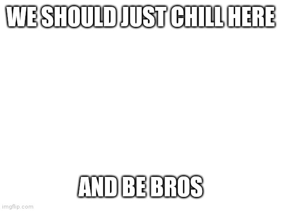 Blank White Template | WE SHOULD JUST CHILL HERE; AND BE BROS | image tagged in blank white template | made w/ Imgflip meme maker