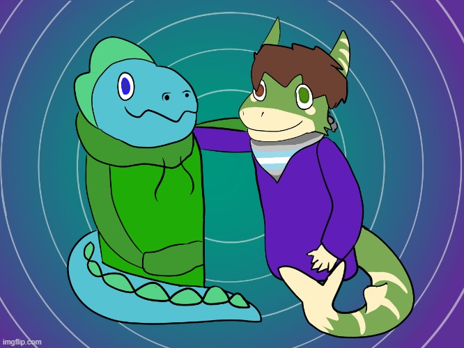 I gave pistachio a boyfriend | image tagged in gay,lgbtq,furry,shark,dinosaur | made w/ Imgflip meme maker