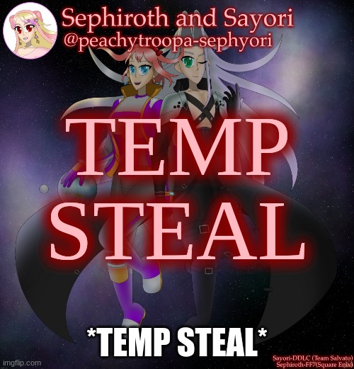 Sayori and Sephiroth | TEMP
STEAL; *TEMP STEAL* | image tagged in sayori and sephiroth | made w/ Imgflip meme maker