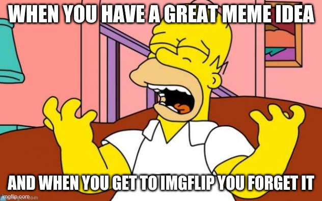 you have no ideo how many times this has happend to me | WHEN YOU HAVE A GREAT MEME IDEA; AND WHEN YOU GET TO IMGFLIP YOU FORGET IT | image tagged in nooooo | made w/ Imgflip meme maker