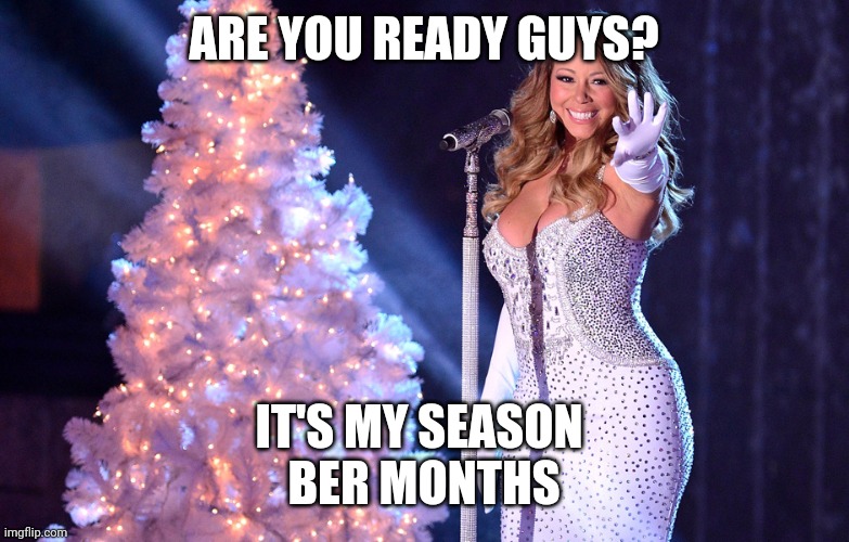 Mariah Carey Christmas |  ARE YOU READY GUYS? IT'S MY SEASON 
BER MONTHS | image tagged in mariah carey christmas | made w/ Imgflip meme maker