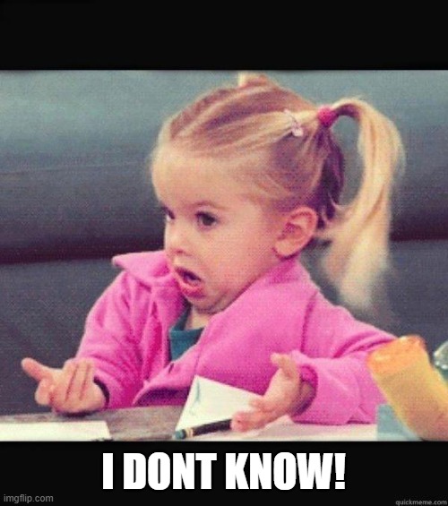 I dont know girl | I DONT KNOW! | image tagged in i dont know girl | made w/ Imgflip meme maker