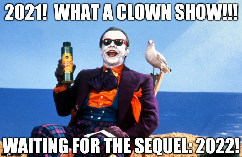 Just another day... | 2021!  WHAT A CLOWN SHOW!!! WAITING FOR THE SEQUEL: 2022! | image tagged in wacky beach promo | made w/ Imgflip meme maker