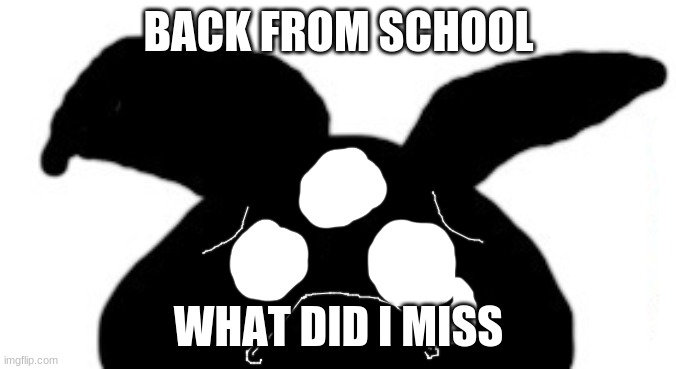 sad idot | BACK FROM SCHOOL; WHAT DID I MISS | image tagged in sad idot | made w/ Imgflip meme maker