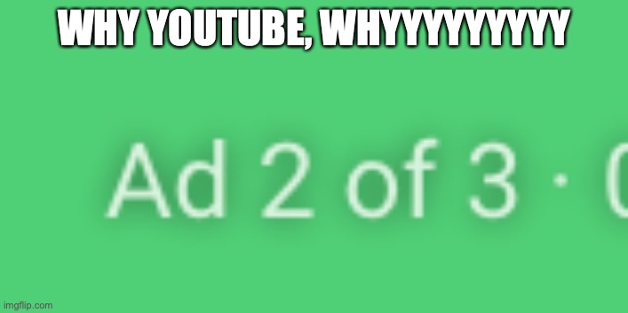 are you f***ing kidding me YouTube | WHY YOUTUBE, WHYYYYYYYYY | image tagged in 2 out of 3 ads,oh wow are you actually reading these tags,youtube ads | made w/ Imgflip meme maker