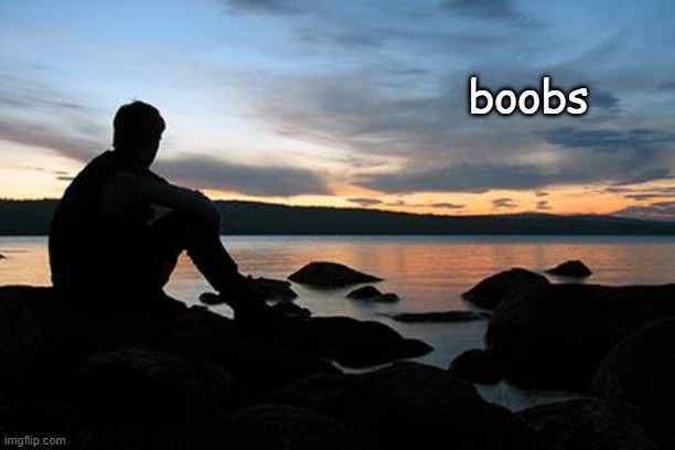 sunsetlakelonelyman | boobs | image tagged in sunsetlakelonelyman | made w/ Imgflip meme maker