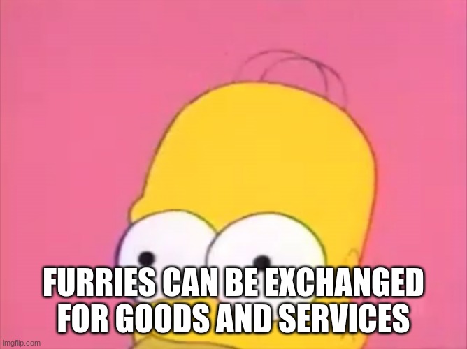 Money can be exchanged for goods and services | FURRIES CAN BE EXCHANGED FOR GOODS AND SERVICES | image tagged in money can be exchanged for goods and services | made w/ Imgflip meme maker