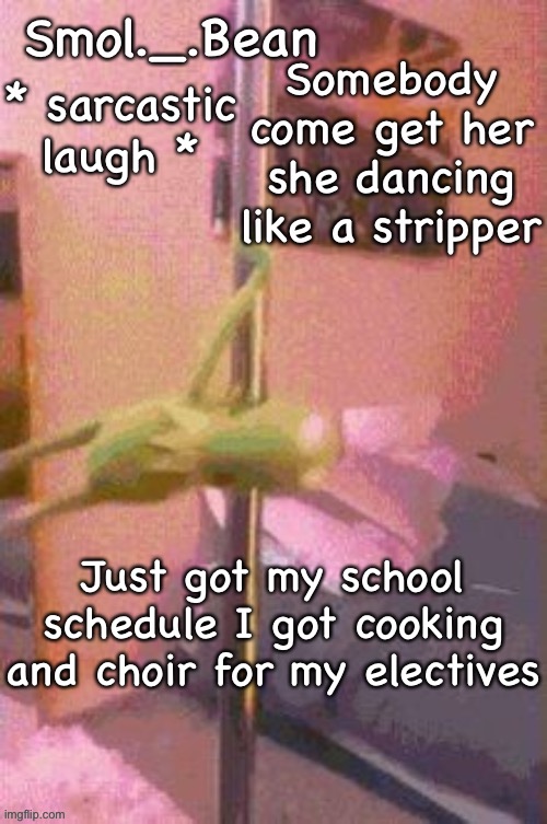 Anyways | * sarcastic laugh *; Just got my school schedule I got cooking and choir for my electives | image tagged in anyways | made w/ Imgflip meme maker