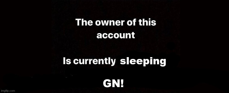 The owner of this account is currently | sleeping; GN! | image tagged in the owner of this account is currently | made w/ Imgflip meme maker