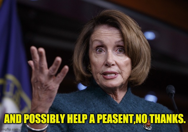 Good old Nancy Pelosi | AND POSSIBLY HELP A PEASENT,NO THANKS. | image tagged in good old nancy pelosi | made w/ Imgflip meme maker