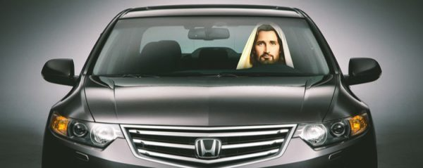 JESUS DRIVING A CAR Blank Meme Template