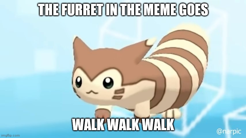 The Furret in the meme goes Walk Walk Walk | THE FURRET IN THE MEME GOES; WALK WALK WALK | image tagged in furret walcc | made w/ Imgflip meme maker
