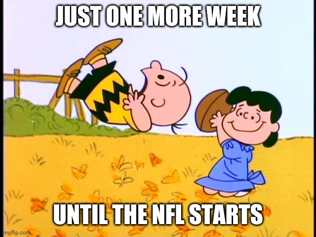 Charlie Brown football | JUST ONE MORE WEEK; UNTIL THE NFL STARTS | image tagged in charlie brown football,memes,nfl | made w/ Imgflip meme maker