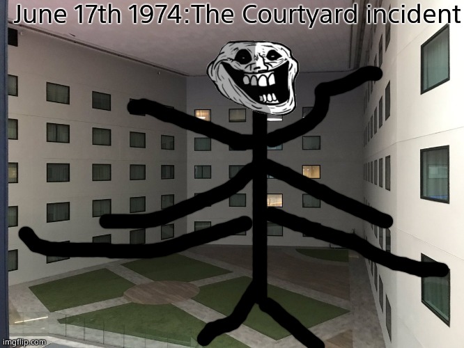 "Courtyard of Windows" [Backrooms: Level 188] | June 17th 1974:The Courtyard incident | image tagged in courtyard of windows backrooms level 188 | made w/ Imgflip meme maker