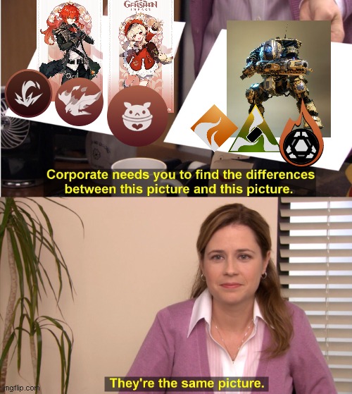 It took me this long to notice it | image tagged in memes,they're the same picture,titanfall 2,genshin impact | made w/ Imgflip meme maker