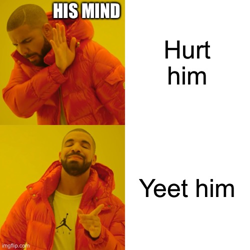 Drake Hotline Bling Meme | Hurt him Yeet him HIS MIND | image tagged in memes,drake hotline bling | made w/ Imgflip meme maker