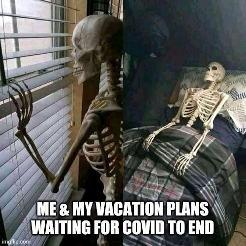 Me waiting for.... |  ME & MY VACATION PLANS WAITING FOR COVID TO END | image tagged in waiting for | made w/ Imgflip meme maker