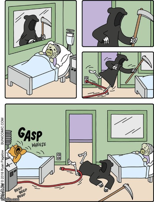 ACCIDENTAL DEATH? | image tagged in accident,death,grim reaper,comics/cartoons | made w/ Imgflip meme maker