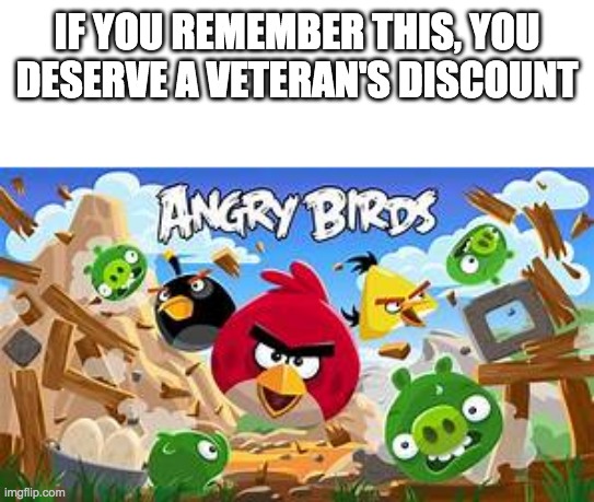 Angry Birds | IF YOU REMEMBER THIS, YOU DESERVE A VETERAN'S DISCOUNT | image tagged in angry birds | made w/ Imgflip meme maker