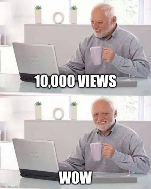 Thank you for 10K views lets reach 11K before September 11th | 10,000 VIEWS; WOW | image tagged in memes,hide the pain harold | made w/ Imgflip meme maker
