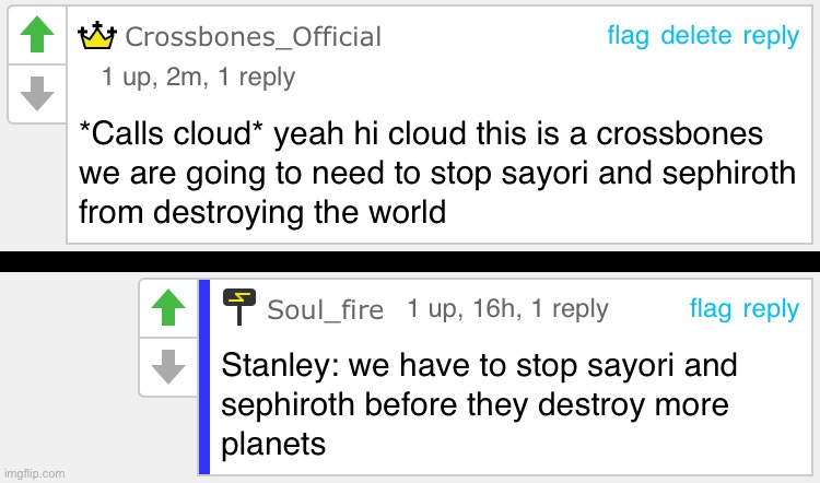 Bro wtf- | image tagged in sayori and sephiroth | made w/ Imgflip meme maker