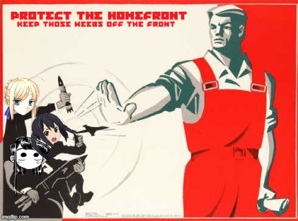 PROTECT THE FRONT, KEEP THE WEEBS AWSY! | image tagged in anti anime | made w/ Imgflip meme maker