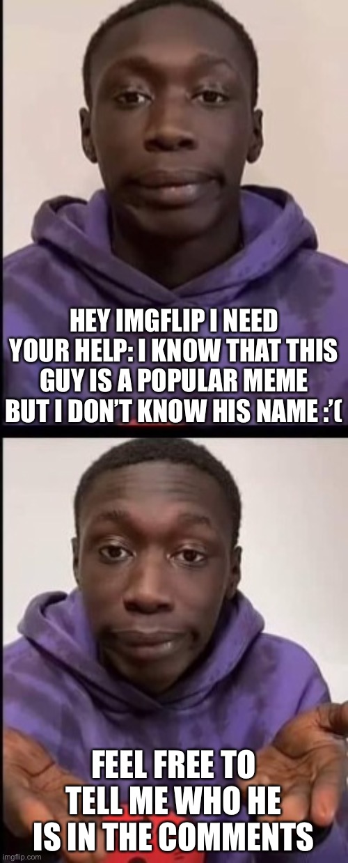I like this person’s memes but I don’t know who he is | HEY IMGFLIP I NEED YOUR HELP: I KNOW THAT THIS GUY IS A POPULAR MEME BUT I DON’T KNOW HIS NAME :’(; FEEL FREE TO TELL ME WHO HE IS IN THE COMMENTS | image tagged in memes,funny memes,bernie i am once again asking for your support,imgflip,comments,meme comments | made w/ Imgflip meme maker