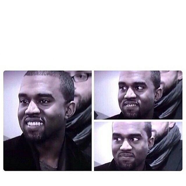 Kanye West Smiling Then Serious Frown NBA Game GIF Meme Template