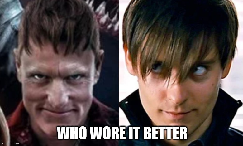 Shaggy Chic |  WHO WORE IT BETTER | image tagged in spiderman,venom,marvel,comics/cartoons,movies | made w/ Imgflip meme maker