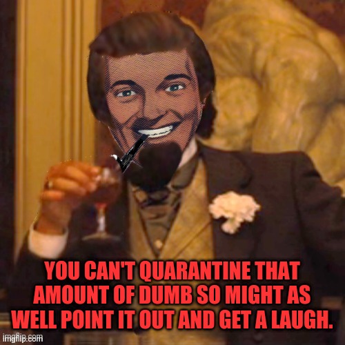 Laughing Strangmeme | YOU CAN'T QUARANTINE THAT AMOUNT OF DUMB SO MIGHT AS WELL POINT IT OUT AND GET A LAUGH. | image tagged in laughing strangmeme | made w/ Imgflip meme maker