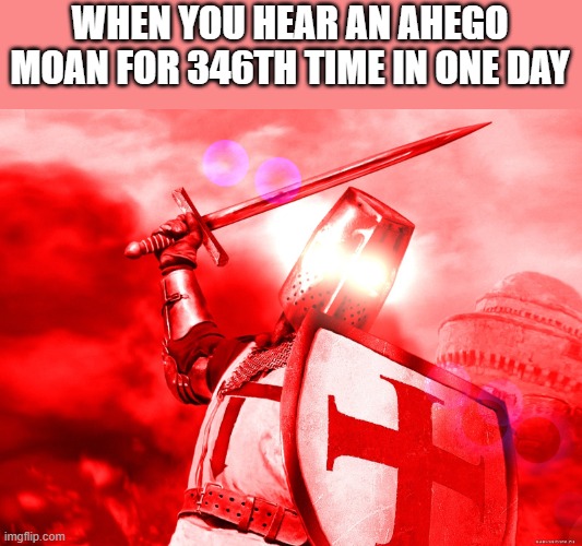 IVE    H A D    E N O U G H | WHEN YOU HEAR AN AHEGO MOAN FOR 346TH TIME IN ONE DAY | image tagged in crusader red | made w/ Imgflip meme maker