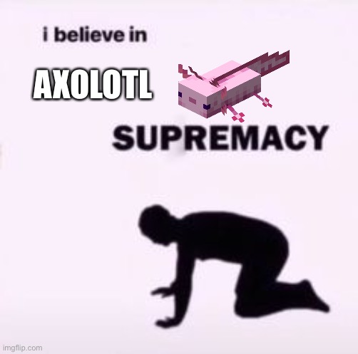 A x o l o t l | AXOLOTL | image tagged in i believe in supremacy | made w/ Imgflip meme maker