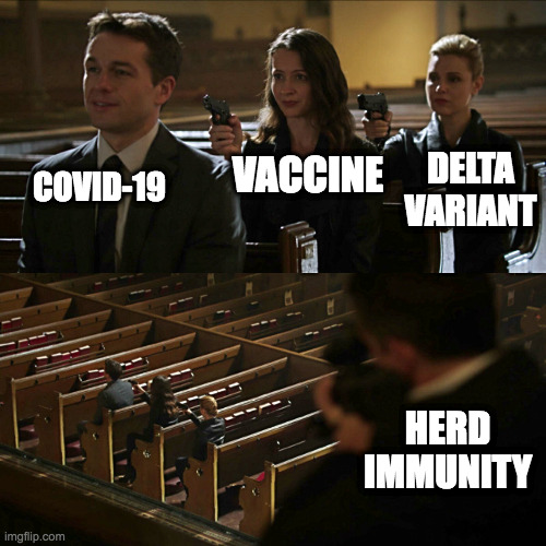 assassination chain herd immunity | VACCINE; COVID-19; DELTA VARIANT; HERD IMMUNITY | image tagged in assassination chain,covid-19,vaccines,covid vaccine,delta,immunity | made w/ Imgflip meme maker