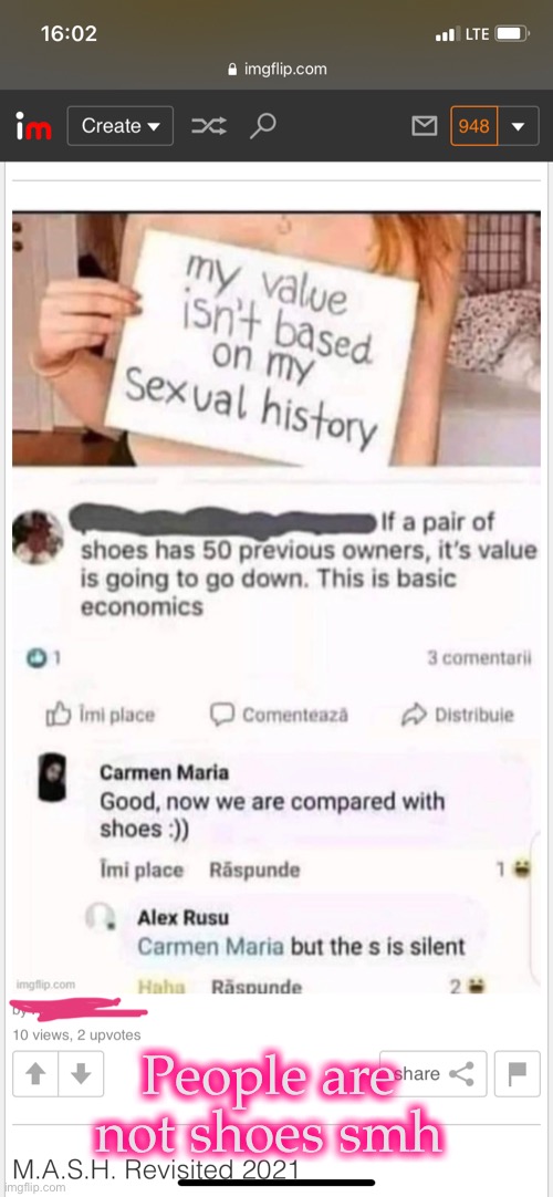  People are not shoes smh | image tagged in demisexual_sponge | made w/ Imgflip meme maker