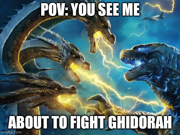 The King vs. The One Who Is Many (No OP OCs) | POV: YOU SEE ME; ABOUT TO FIGHT GHIDORAH | made w/ Imgflip meme maker