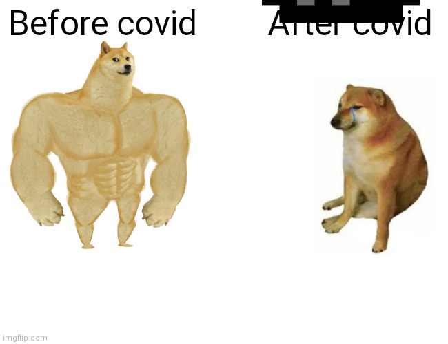 Buff Doge vs. Cheems Meme | Before covid; After covid | image tagged in memes,buff doge vs cheems | made w/ Imgflip meme maker