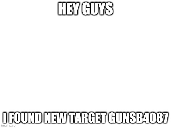 Blank White Template | HEY GUYS; I FOUND NEW TARGET GUNSB4087 | image tagged in blank white template | made w/ Imgflip meme maker