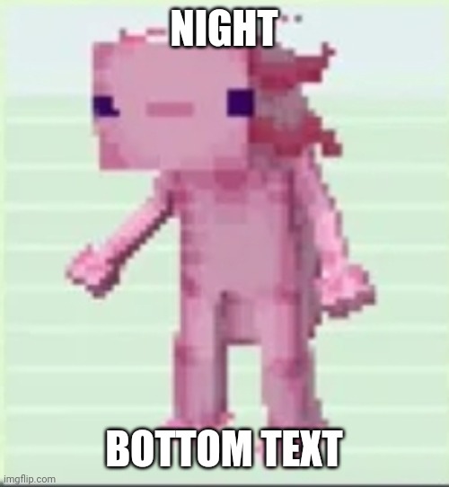 Axolandl | NIGHT; BOTTOM TEXT | image tagged in axolandl | made w/ Imgflip meme maker