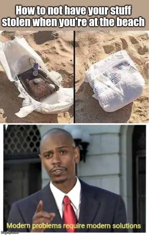 Diaper Keeper | How to not have your stuff stolen when you're at the beach | image tagged in modern problems require modern solutions,wallet,keys,beach,theft,security | made w/ Imgflip meme maker